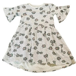 NWOT Tucker + Tate Floral Flutter Sleeve‎ Dress in Ivory Egret Dot Floral SZ 5